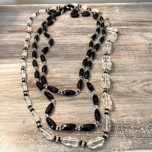Set of vintage black and shiny beaded necklaces